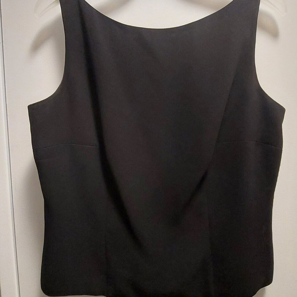 DONNA MORGAN 100% Polyester Black Sleeveless Lined Blouse w/Back Zipper Sz 14